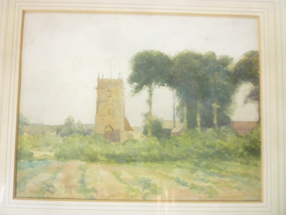 T**Churchyard - watercolour Rural church scene 8" x 10"