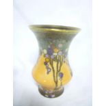 A Crown Devon tapered vase with floral and lustre decoration,