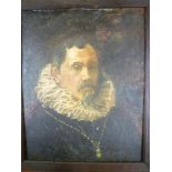 Artist unknown - oil on board Bust portrait of a medieval gentleman 20" x 16"