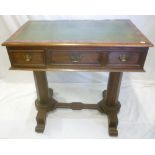 A 19th Century mahogany rectangular writing table with inset leather writing surface and three
