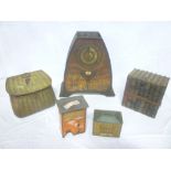 A Huntley & Palmers painted metal biscuit tin in the form of a group of books;