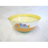 A Clarice Cliff Bizarre crocus pattern circular bowl with painted decoration