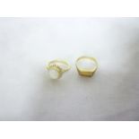 9ct gold dress ring set opal and one other 9ct gold dress ring