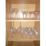 A part suite of good quality cut glass drinking vessels including twelve wine glasses with tapered