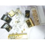 A selection of various costume jewllery, silver dress rings, gents cufflinks,