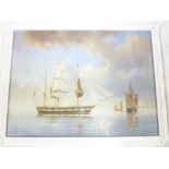 William Calladine - oil on canvas Three masted schooner & other shipping,
