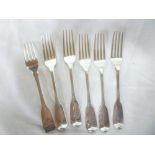 A set of six George III silver "Fiddle" pattern dessert forks,