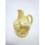 A Royal Worcester china tapered jug with painted floral decoration,