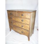 A 19th century mahogany chest of two short & three long drawers with turned handles on bracket feet