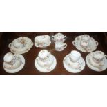 A 19th Century Continental china part-tea set with painted floral decoration comprising 12 teacups,