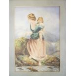 Annie Harraden - watercolour A study of a mother & child,