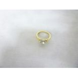 18ct gold & platinum mounted dress ring set a single diamond