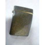 An Edward VII silver rectangular concave visiting card case with hinged lid and engraved initials,