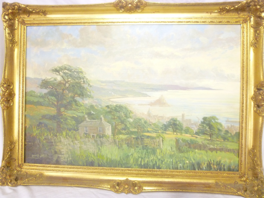 Richard Wood - oil on canvas A view of Mounts Bay, Penzance,