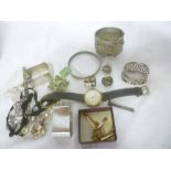 A selection of various costume jewellery together with Services wristwatch, decorative bangle,