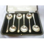 A set of six George VI silver soup/dessert spoons, Sheffield marks 1937,