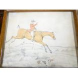 Alken - pencil and watercolour 19th Century study of a huntsman, horse and hounds,