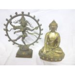 An Eastern bronze Buddha-type figure depicting a standing figure within a circle,