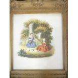 Artist Unknown - watercolour 19th Century study of two young children 10" x 9"