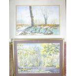 N**A**S** - watercolours Two rural scenes with trees, one signed,
