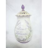 A Royal Worcester china pot pourri and cover with "Sweet Lavender" decoration 5½" high