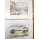 A**D**Bell - watercolours "Loch Assynt - Sutherland/Derwent Water", signed,