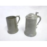 A Victorian lidded pewter rowing tankard "New College Scratch Fours Second Boat AFS Hill 1874" and