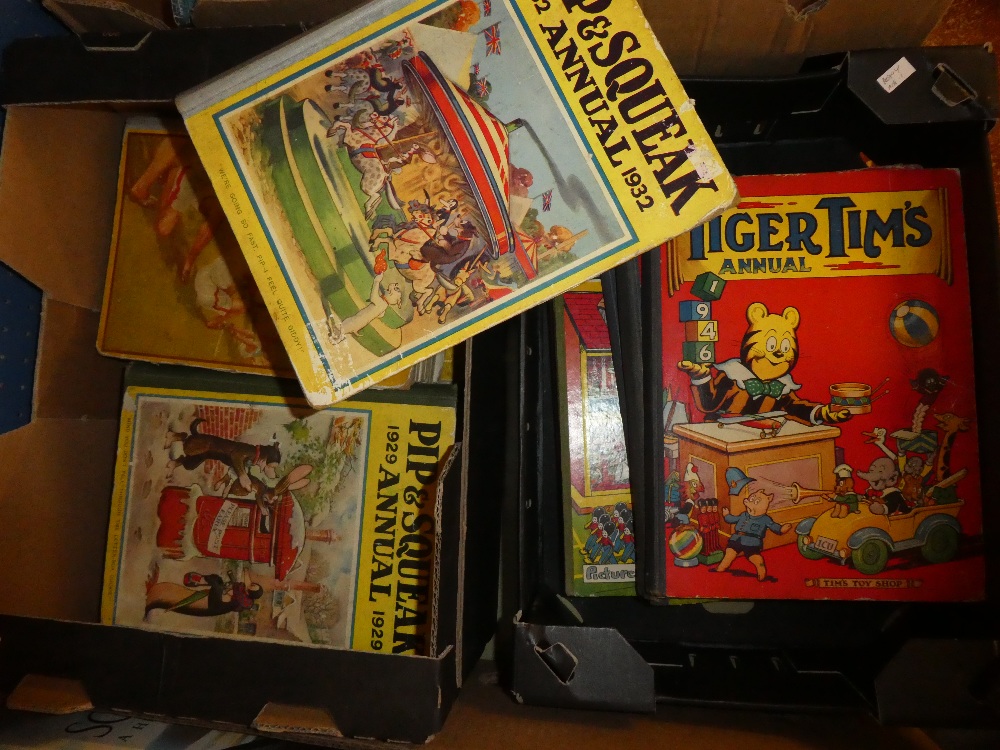 Various children's annuals including Pip & Squeek Annuals 1920's/30's, Tiger Tim's Annuals,