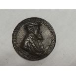 A Renaissance Series bronze medallion depicting Charles V Holy Roman Emperor 1520-1558