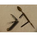 A 19th Century Military Campaign folding knife and fork,