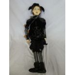 A large wooden jointed puppet "The Jester" 30" long