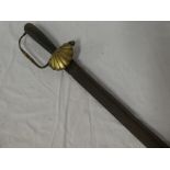 An 18th Century hunting sword with single edged curved blade, stamped "Colley & Co",