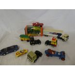 A selection of various Scalextric cars and lorries including boxed SCX Lorry unit,