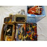 A large selection of various Scalextric accessories including grandstands, track, figures,