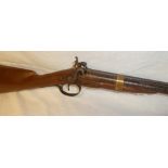 A 19th Century 12 bore double barrel percussion sporting gun (af)