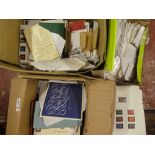 Numerous packets of World Stamps, various GB and World Stamps on album leaves, First Day Covers,