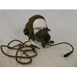 A Second War RAF lightweight flying helmet, the ear pieces marked "A.M.