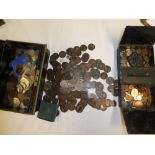 A large selection of various pre-decimal coinage, cased Festival of Britain crown, numerous pennies,