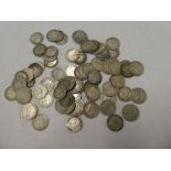 A selection of over 70 various Victorian and later silver 3d coins