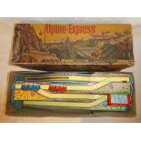 A Marke Technofix Alpine Express tin plate toy with vehicles in original box