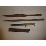 Two iron spear heads,