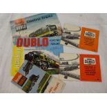 A small selection of Hornby Dublo electric train catalogues and track plans