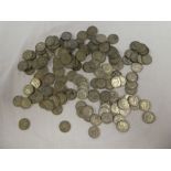 A selection of 150 pre-1947 silver shillings
