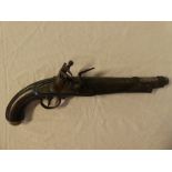 A late 18th/early 19th Century flintlock Cavalry holster pistol with 9½" inch barrel,