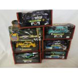 Seven boxed Scalextric racing vehicles including C403 Ford Escort Cosworth,