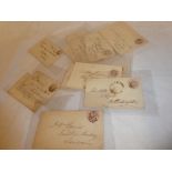 Fourteen GB Victorian envelopes with silk thread 1d pink marks and Maltese Cross cancels