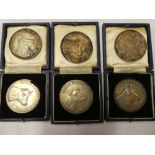 Three silver English Guernsey Cattle Society cased medallions,