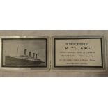 An old memorium card "In Sacred Memory of the Titanic which collided with an iceberg off Cape Race,