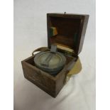 A small Second War RAF medium landing compass in fitted wooden box