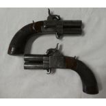 A fine pair of 19th Century double barrel percussion turn-over pocket pistols by Joseph Lang with